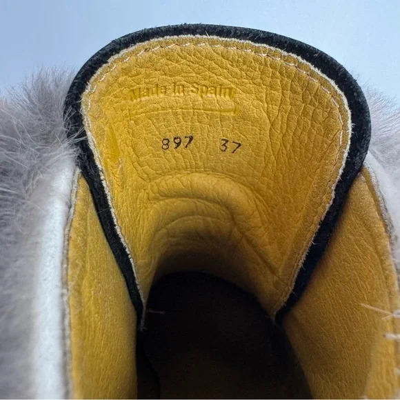 The Art Company Nubuck Leather Lace-Up Ankle Boots Sz 37 US 6.5 Heeled Fur Trim - Picture 14 of 16